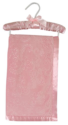 Стефан бебе сатенско-исечено врежано кадифено креветче ќебе, розови цвеќиња