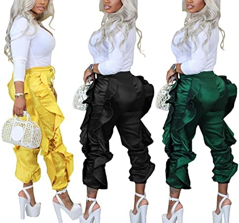 Панталони за динганг раб за жени панталони долга цврста боја со високи половини панталони за женски