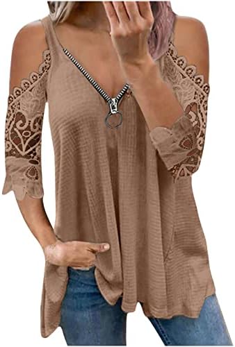 V Врвот на вратот за жени лето есен 2023 облека трендовски кратки ракави чипка памучна ручек вафла плус блуза
