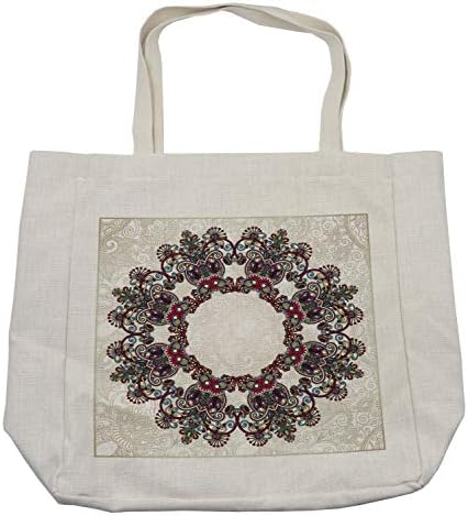 Торба за купување торба за мандала Амбесон, украсна ацтек фолклорна мандала обрасци Тело умот мозаик стил племенски,