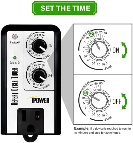 Ipower краток период Повторете го наизменичен тајмер за интервал 3 циклус режим за ден, ноќ, 24 часа, 2-пакет
