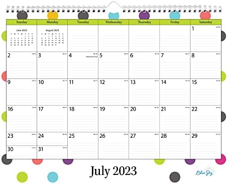 Blue Sky 2023-2024 Академска година Наставник Месечен wallиден календар, 15 x 12, Wirebound, управувани