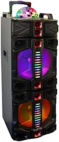 Befree Sound Dual 12 -инчен Subvoofer Bluetooth Portable Party Sparting со LED светла, USB/SD влез, FM радио,