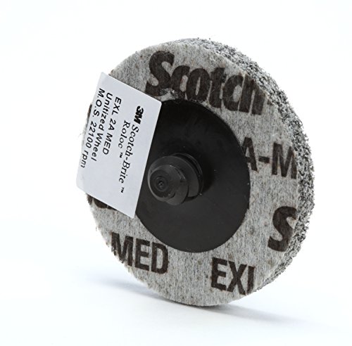 Скоч -брут Ролок Еклизирано тркало XL -ur - 6A Средно решетка силиконски карбид - Метално дебагирање, тркало за завршување и полирање - 3 “, без дупка