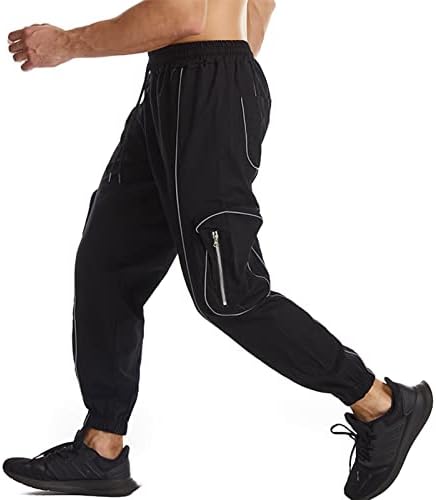 Машки џемпери на Xiaxogool, рефлексивни панталони за мажи, хип хоем харем, панталони, трчање на џогер ладно џемпери со џеб