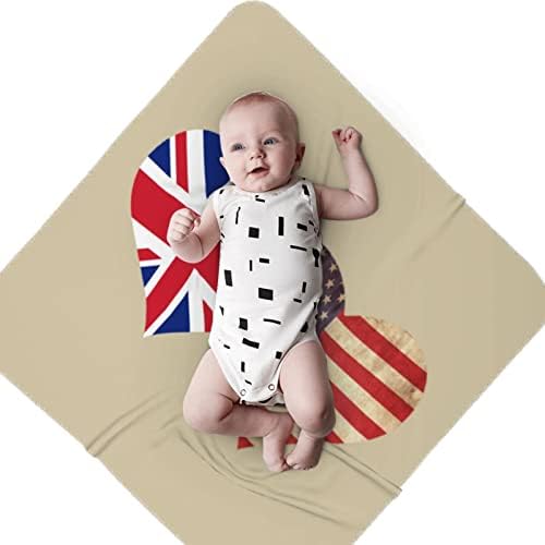 Бебе ќебето на британско знаме и американско знаме што прима ќебе за обвивка за покривање на новороденчиња
