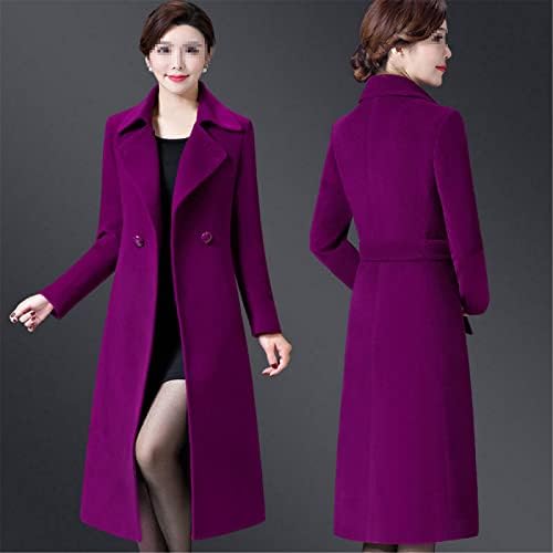 Uioklmjh жени волна палто есен зима плус големина 5xl елегантен долг палто женски јакна волна мешавина палто