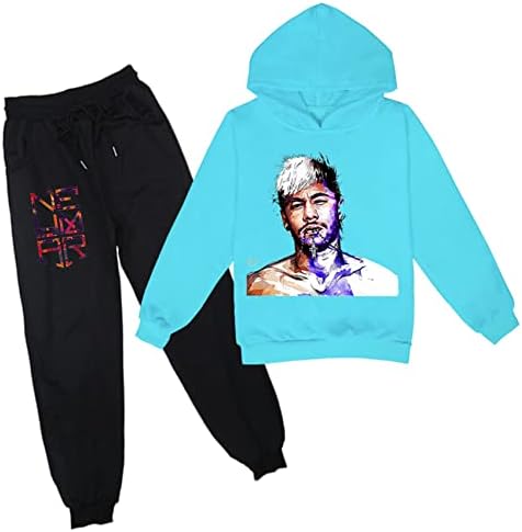 Benlp Wokenday Kids Neymar Jr Loose Cozy Pullover Sweatshirt and Jogging Pantans-Two Piects Tracksuits