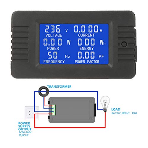 Oumefar PZEM-022 LCD дигитален дисплеј Енергетски панел за енергија Дигитален AC KWH тестер волт-мерач на засилувач