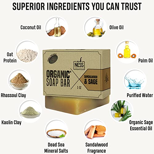 Нес Органски Машки Сапун Бар Пакет-5 Пакет На Природен Сапун Со Органски Состојки Рачно изработени Во САД