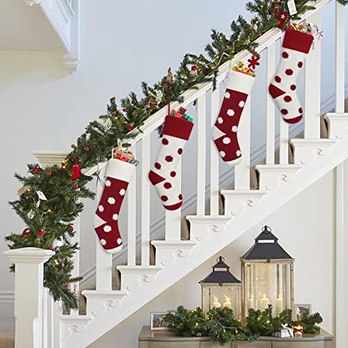 Khoyime плетени божиќни чорапи 4 пакувања 18 големи плетени Божиќни чорапи Рустикално камин виси украси