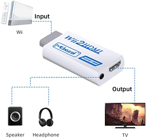 McBazel Wii to HDMI 1080p 720p Конектор Излез Видео и 3,5 mm Аудио ги поддржува сите режими на прикажување