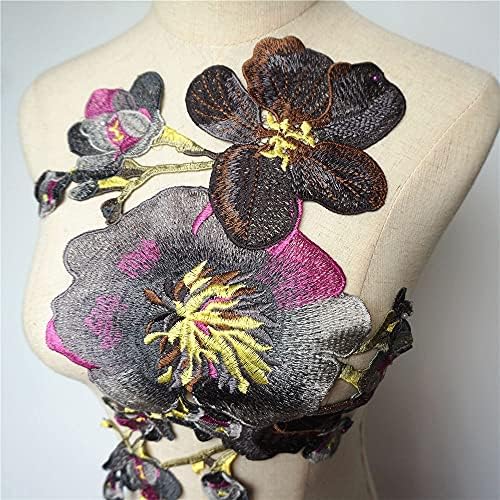 WSSBK везени сиви цвеќиња ливчиња ткаенини аплики јаки за исечоци шијте на закрпи за венчаница DIY декорација