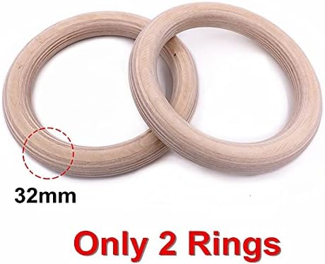 Iuljh дрвен 28/32 mm гимнастички прстен со прилагодливи ленти домашна салата фитнес Повлечете ја силата за гимнастика