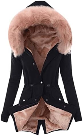 Зимски палта за жени 2022 плус големина зимски палто јака со јака со долг ракав гроздобер задебелен
