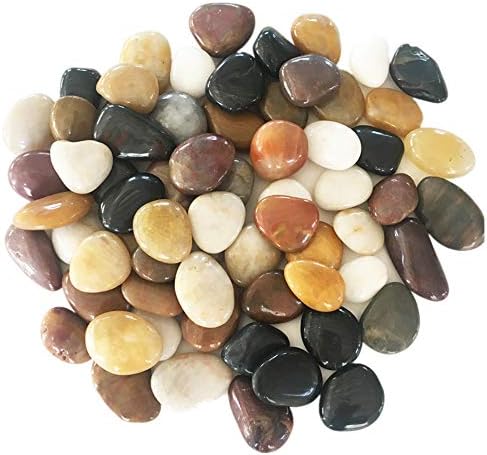 Миукада 3 килограми речни карпи, камчиња, декоративен полиран чакал, природни полирани мешани камења во боја