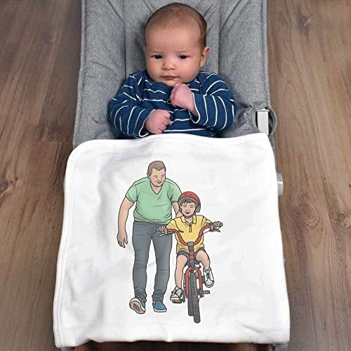 Азида „Татко што предава син велосипедизам“ памучно бебе ќебе/шал