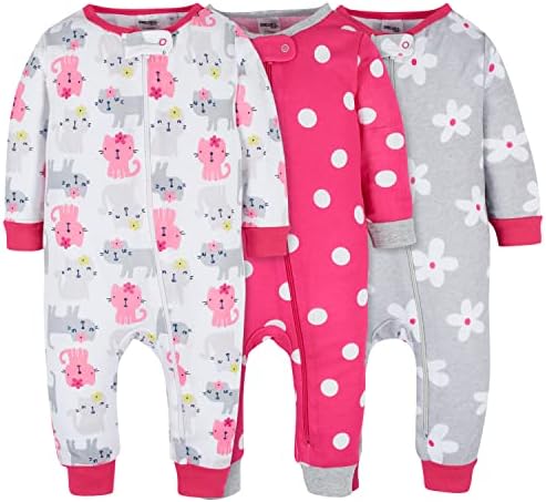 Бренд бренд бебе девојчиња со 3 пакувања се вклопуваат во едно парче памучни пижами