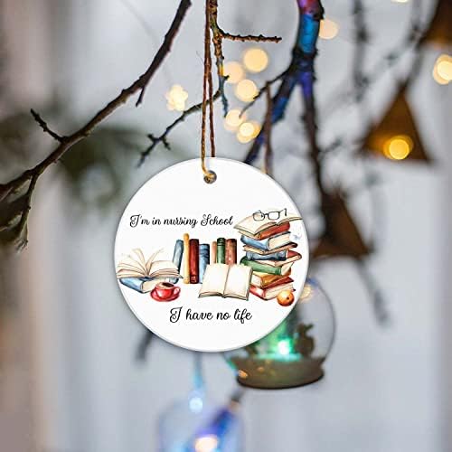 Орнаменти на новогодишни елки, смешни Божиќни украси, симпатична виси 3 инчи за пријатели, кафе и книги