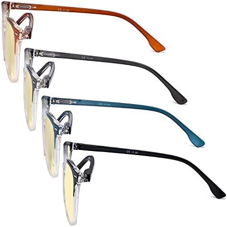 Очила 4 Пакувајте Компјутерски Очила За Читање За Жени Сина Светлина Што Ги Блокира Читателите Жолта Затемнета +2.50