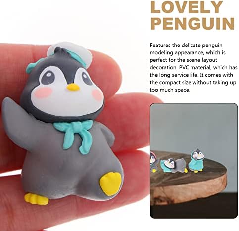 Јардве океански декор океански украси 6 парчиња пингвин статуа пингвин фигура декор мини пластична фигура мала табела