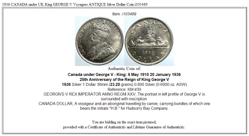 1936 КАЛИФОРНИЈА 1936 канада под ВЕЛИКА британија Кралот ЏОРЏ Против Војаџерс антички $1 Добар Несертифициран