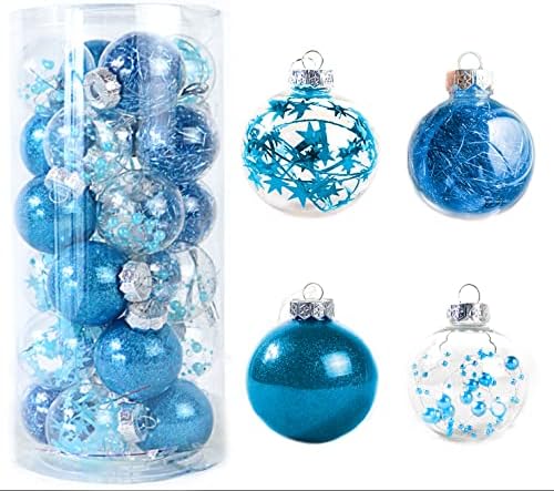 Божиќни топчиња украси, декорација на Божиќни дрвја, бомби - сјајна и трепкање | ShatterProof | Лесно за чистење | Украсете