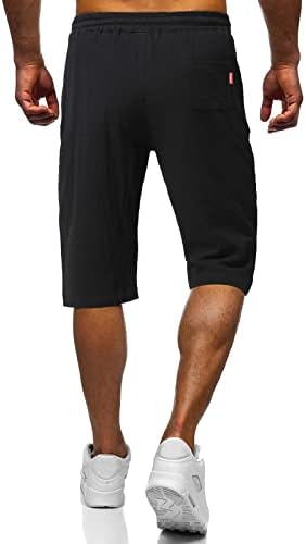 Шорцеви за постелнина за мажи, цврсти под коленото класично вклопување на еластична половината, лесни активни џемпери