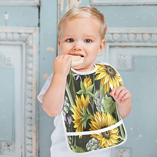 Емилор сончогледи артишок бебешки биб за девојче девојче кои хранат водоотпорни мали деца биб за јадење хранење