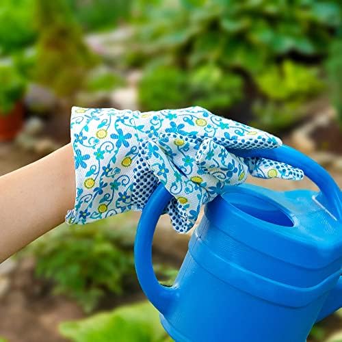 APQ памучни градинарски нараквици за жени, издржливи женски ракавици за градинарство со ПВЦ точки, светло