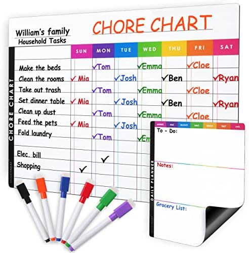 Магнетна графиконска табела сува сет на табли за бришење -графикони за наградување за повеќе деца, тинејџери и