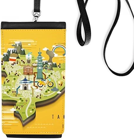 Мапа за патувања во Тајпеј Кина Телефонски чанта што виси мобилна торбичка црн џеб